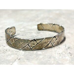 Vintage Mexico 925 Silver Woven Style Cuff Bracelet